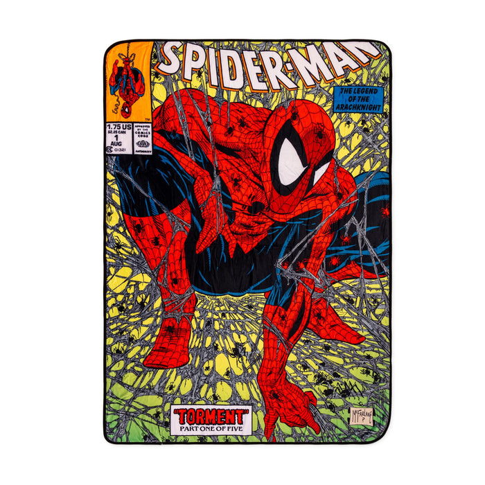 Marvel Comics Spider-Man Comic Book Cover Fleece Throw Blanket | 45 x 60 Inches