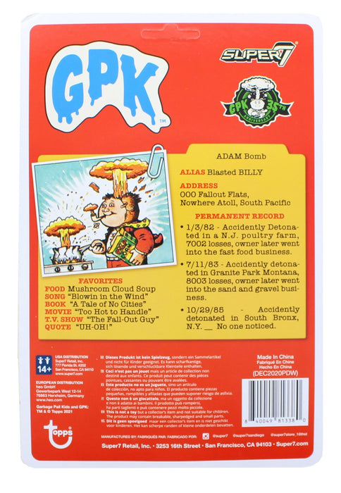 Garbage Pail Kids - ReAction Figure | Adam Bomb | Exclusive Red Version
