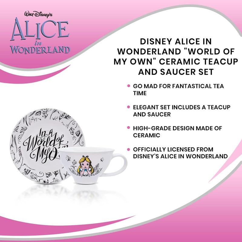 Disney Alice In Wonderland "World of My Own" Ceramic Teacup and Saucer Set product image 7 of 7