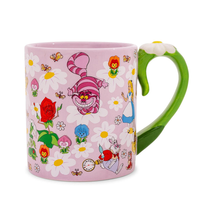 Disney Alice In Wonderland Flowers Ceramic Mug With Sculpted Handle | 22 Ounces