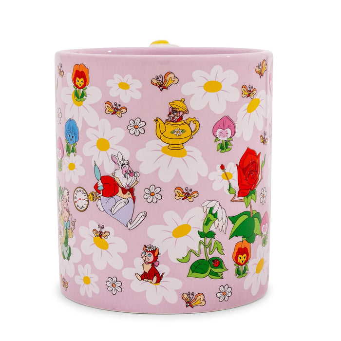 Disney Alice In Wonderland Flowers Ceramic Mug With Sculpted Handle | 22 Ounces