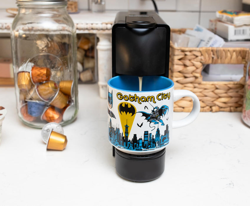 DC Comics Batman Allover Print Single Stackable Ceramic Mug | Holds 13 Ounces