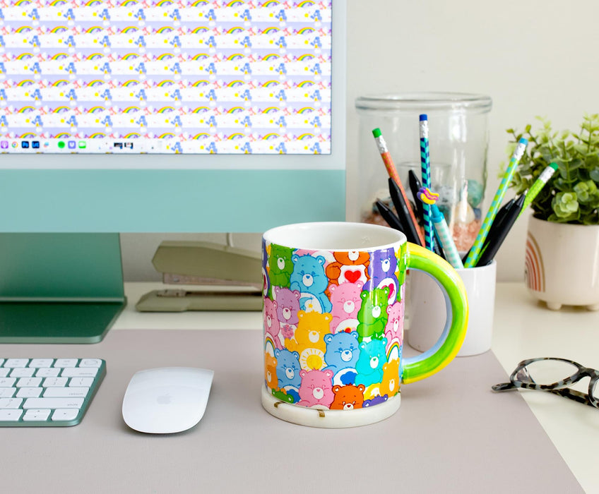 Care Bears - Allover Print Ceramic Mug With Rainbow Handle | Holds 20 Ounces