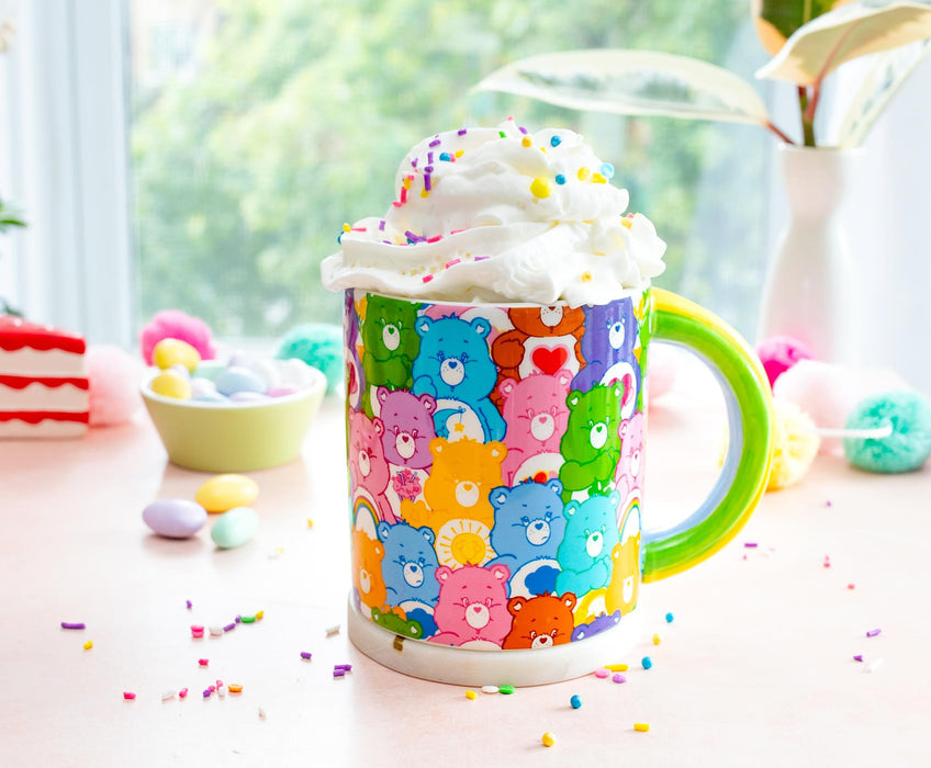 Care Bears - Allover Print Ceramic Mug With Rainbow Handle | Holds 20 Ounces