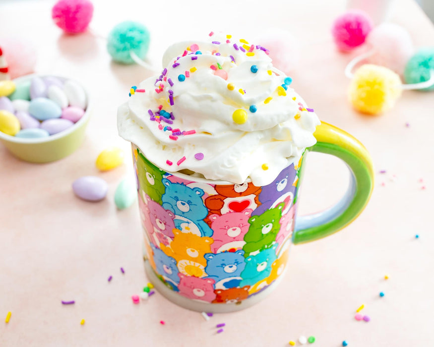 Care Bears - Allover Print Ceramic Mug With Rainbow Handle | Holds 20 Ounces