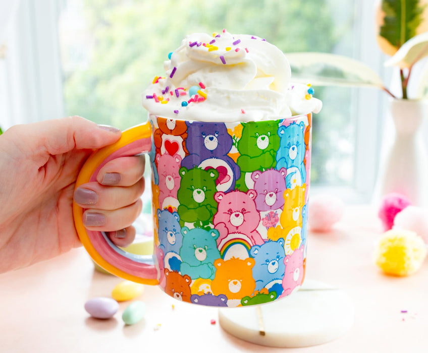 Care Bears - Allover Print Ceramic Mug With Rainbow Handle | Holds 20 Ounces