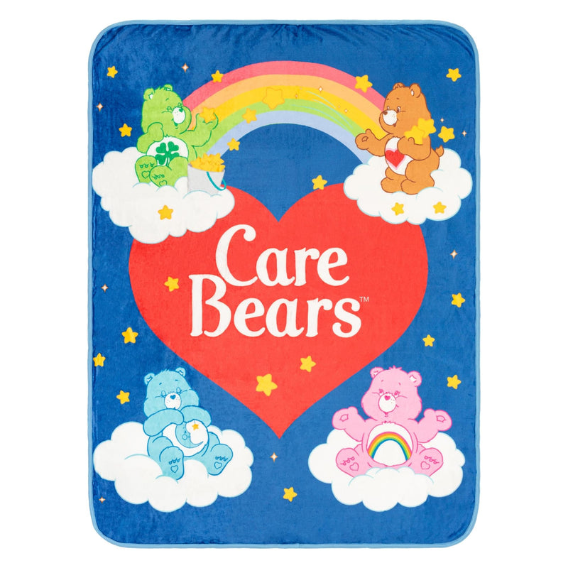 Care Bears - Rainbow Heart Logo Fleece Throw Blanket | 45 x 60 Inches