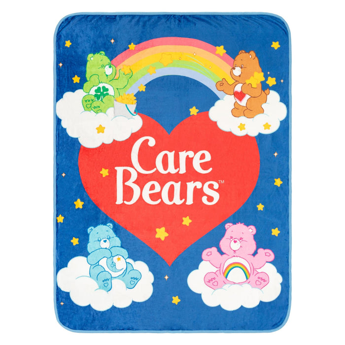 Care Bears - Rainbow Heart Logo Fleece Throw Blanket | 45 x 60 Inches