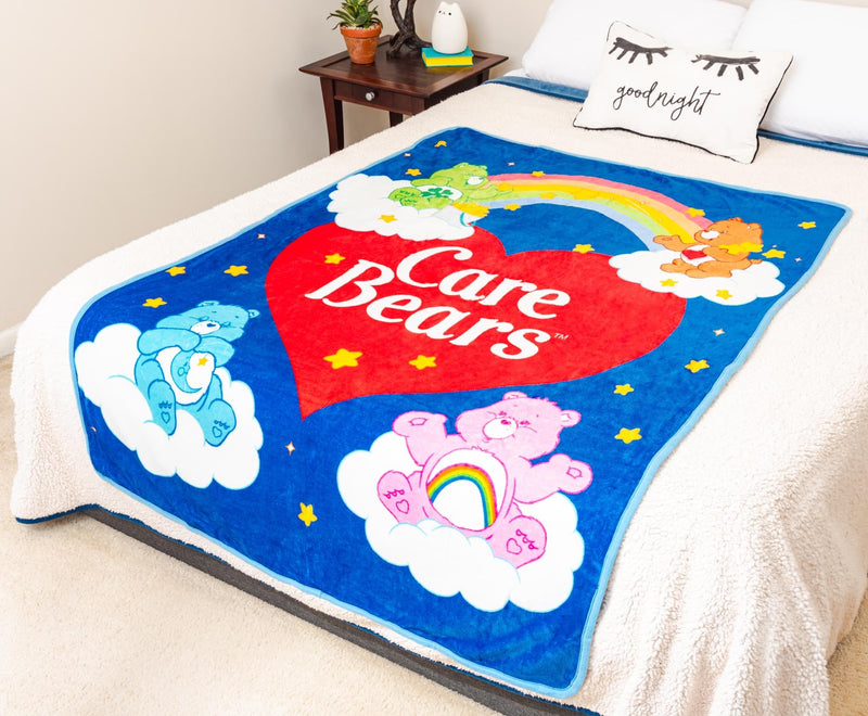Care Bears - Rainbow Heart Logo Fleece Throw Blanket | 45 x 60 Inches