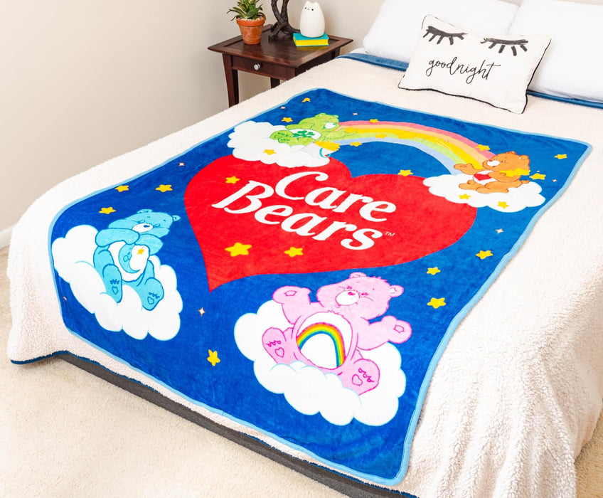 Care Bears - Rainbow Heart Logo Fleece Throw Blanket | 45 x 60 Inches
