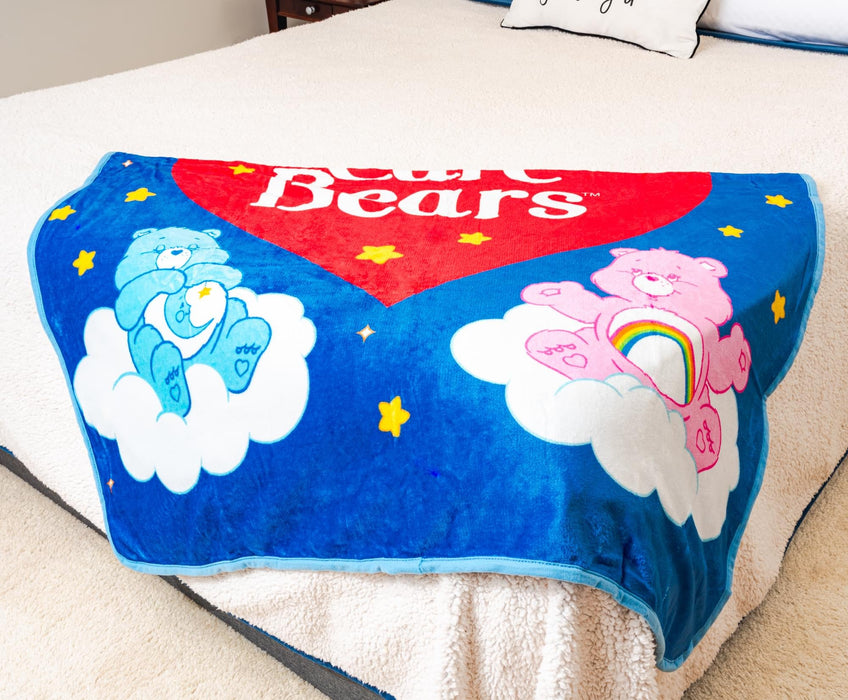 Care Bears - Rainbow Heart Logo Fleece Throw Blanket | 45 x 60 Inches