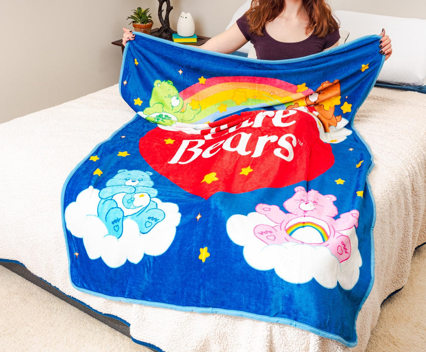 Care Bears - Rainbow Heart Logo Fleece Throw Blanket | 45 x 60 Inches