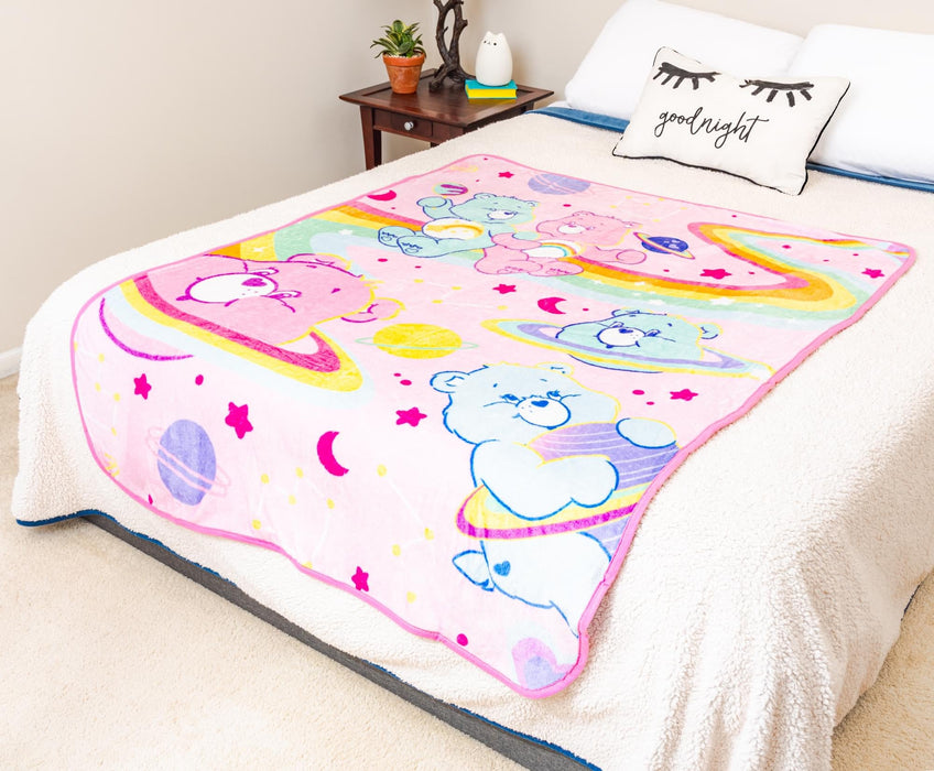 Care Bears - Rainbow Cosmic Space Fleece Throw Blanket | 45 x 60 Inches