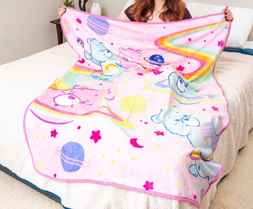 Care Bears - Rainbow Cosmic Space Fleece Throw Blanket | 45 x 60 Inches