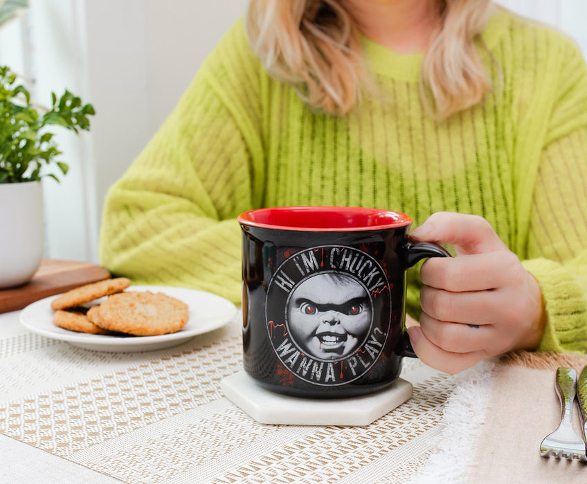 Child's Play "Hi, I'm Chucky" Ceramic Camper Mug | Holds 20 Ounces