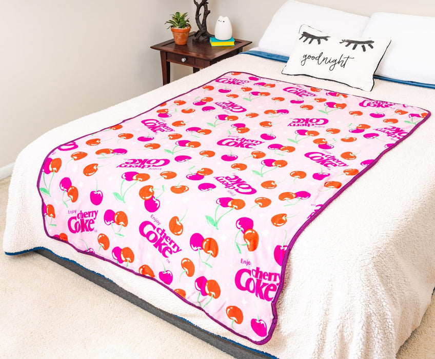 Coca-Cola - Cherry Coke Logo Collage Fleece Throw Blanket | 45 x 60 Inches