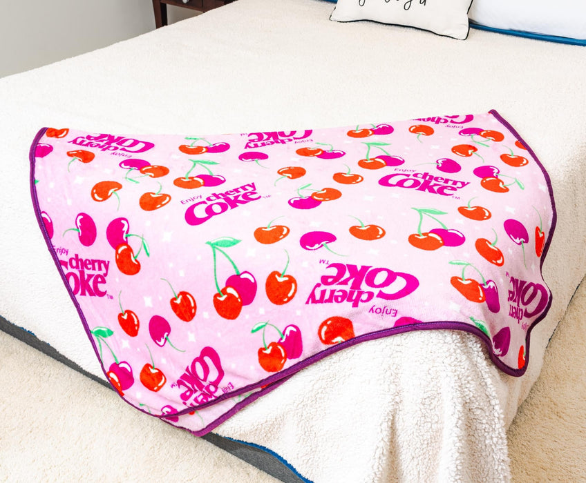 Coca-Cola - Cherry Coke Logo Collage Fleece Throw Blanket | 45 x 60 Inches