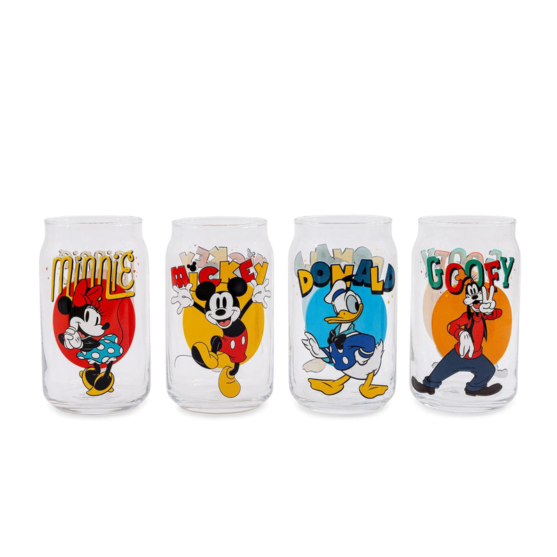 Disney Mickey Mouse and Friends 4-Piece Glass Can Set | Each Holds 16 Ounces product image 1 of 7