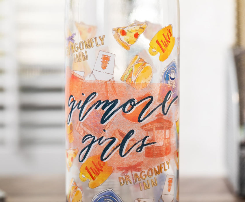 Gilmore Girls - Watercolor Pattern Icons Water Bottle | Holds 28 Ounces