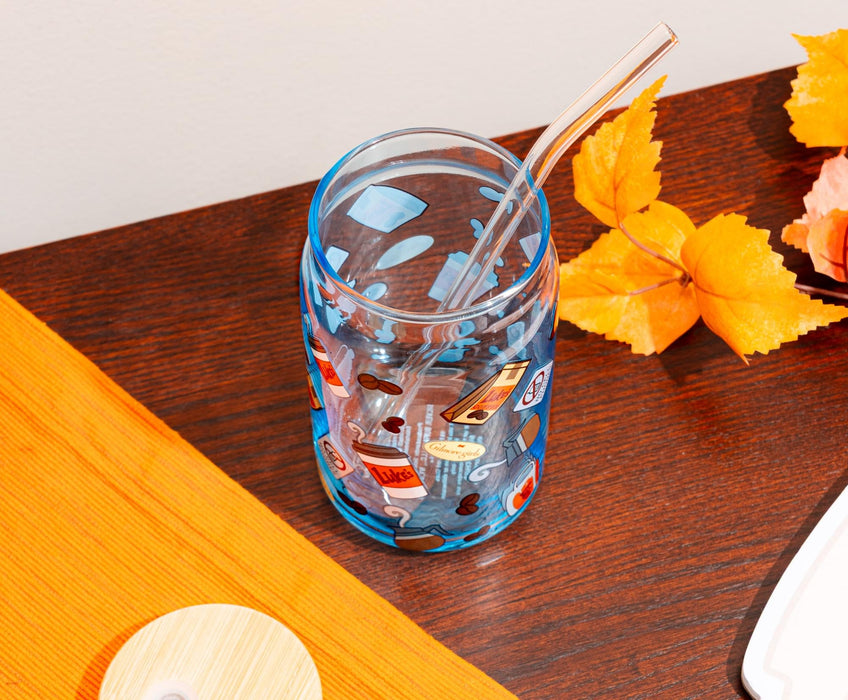 Gilmore Girls Luke's Diner 16-Ounce Glass Tumbler With Bamboo Lid and Straw