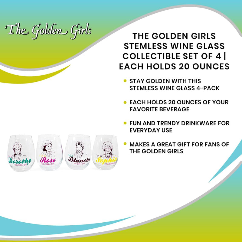 The Golden Girls Stemless Wine Glass Collectible Set of 4 | Each Holds 20 Ounces product image 7 of 7