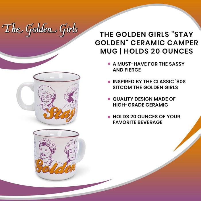 The Golden Girls "Stay Golden" Ceramic Camper Mug | Holds 20 Ounces
