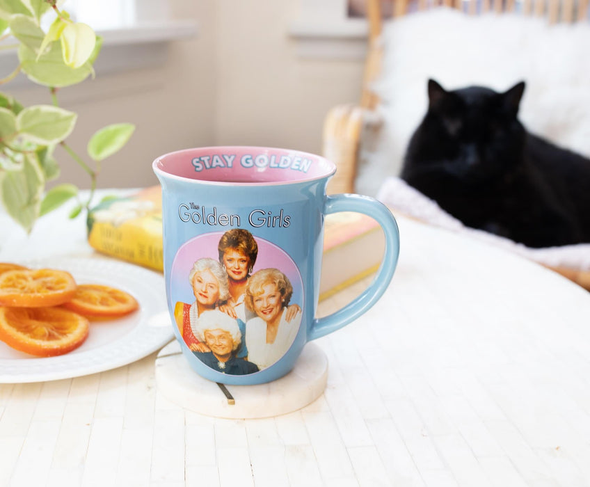 The Golden Girls "Stay Golden" Wide Rim Ceramic Coffee Mug | Holds 16 Ounces