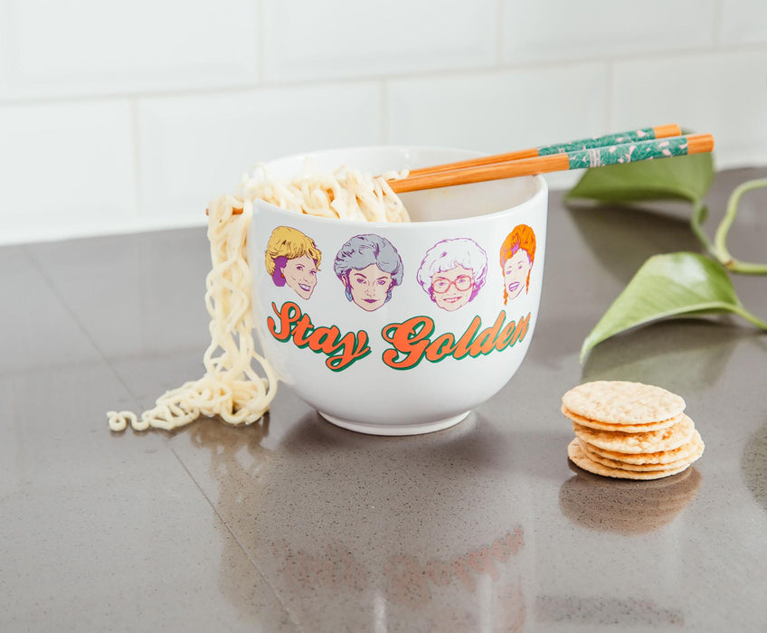 The Golden Girls "Stay Golden" 20-Ounce Ceramic Ramen Bowl and Chopstick Set