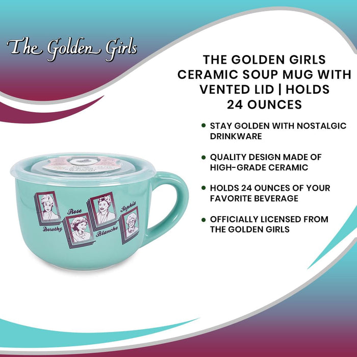 The Golden Girls Ceramic Soup Mug with Vented Lid | Holds 24 Ounces
