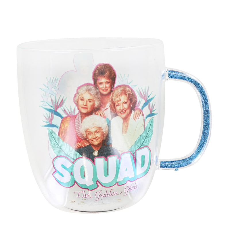The Golden Girls "Squad" Glitter Handle Glass Mug | Holds 14 Ounces product image 1 of 5