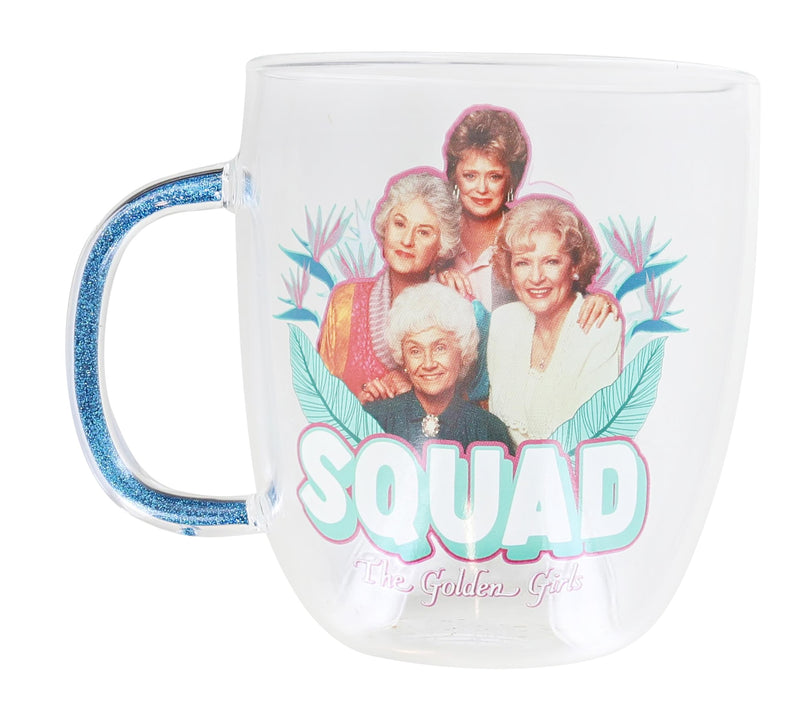 The Golden Girls "Squad" Glitter Handle Glass Mug | Holds 14 Ounces product image 2 of 5