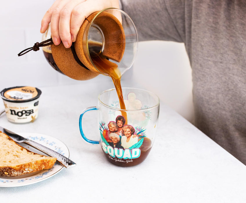 The Golden Girls "Squad" Glitter Handle Glass Mug | Holds 14 Ounces