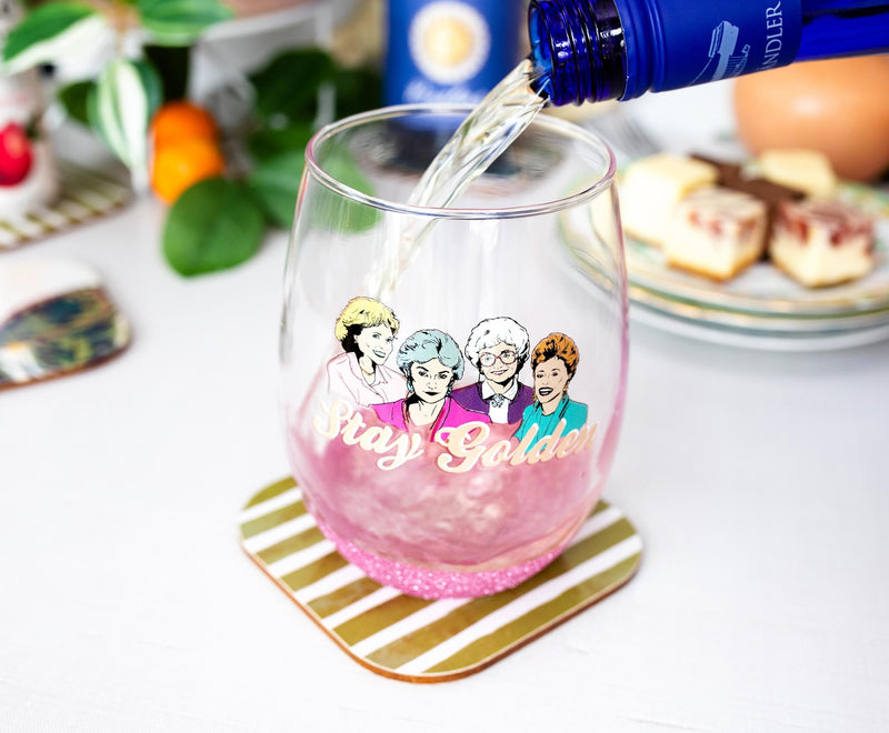 The Golden Girls "Stay Golden" Teardrop Stemless Wine Glass | Holds 20 Ounces product image 3 of 7