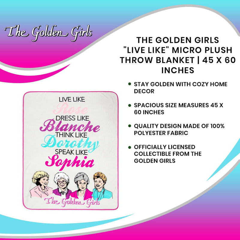 The Golden Girls "Live Like" Micro Plush Throw Blanket | 45 x 60 Inches product image 7 of 7