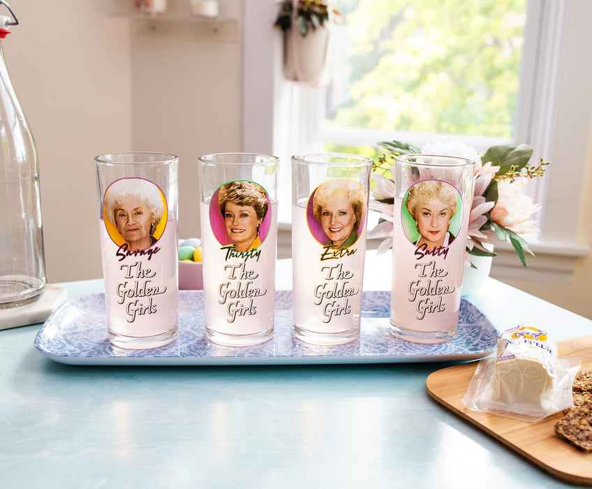 The Golden Girls Frames Logo 10-Ounce Tumbler Glasses | Set of 4