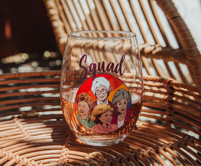 The Golden Girls Rainbow "Squad" Teardrop Stemless Wine Glass | Holds 20 Ounces