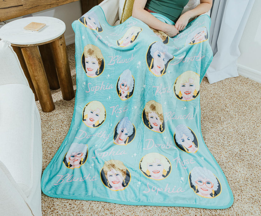 The Golden Girls Character Faces Fleece Throw Blanket | 45 x 60 Inches