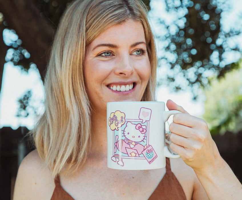 Sanrio Hello Kitty "Let's Go" Travel Destination Ceramic Mug | Holds 20 Ounces