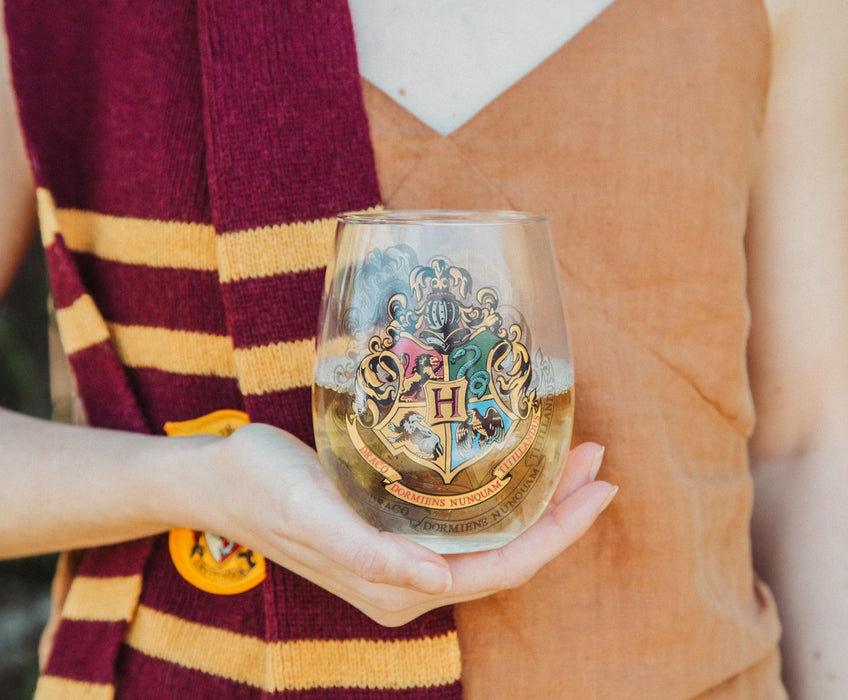 Harry Potter - Hogwarts Crest Stemless Wine Glass | Holds 20 Ounces