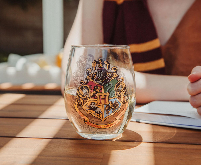 Harry Potter - Hogwarts Crest Stemless Wine Glass | Holds 20 Ounces product image 5 of 7
