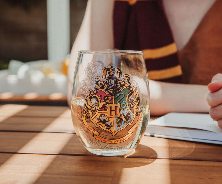 Harry Potter - Hogwarts Crest Stemless Wine Glass | Holds 20 Ounces