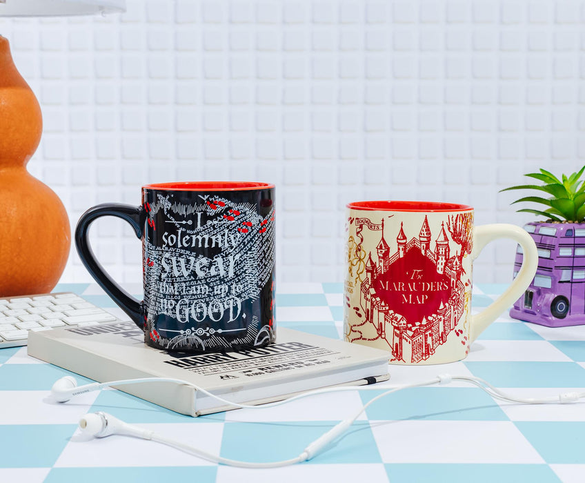 Harry Potter - Marauder's Map Quotes Ceramic Mug Set | Each Holds 14 Ounces