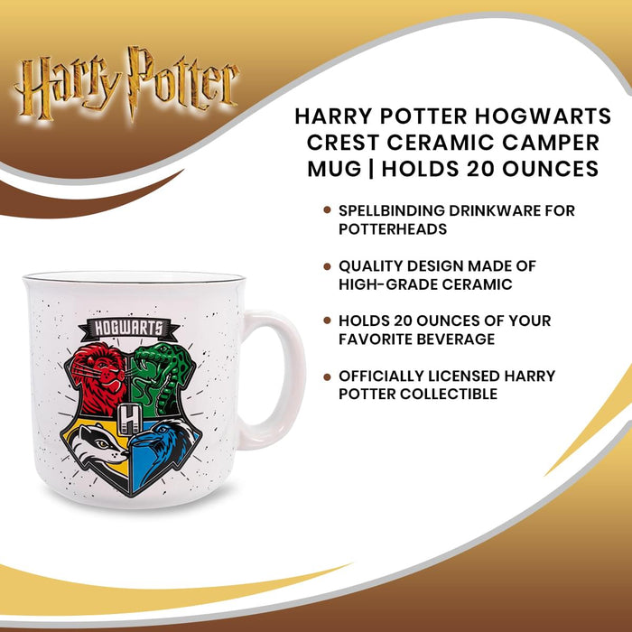 Harry Potter - Hogwarts Crest Ceramic Camper Mug | Holds 20 Ounces