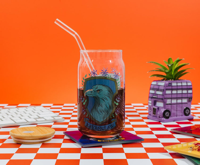 Harry Potter - Ravenclaw House Mascot Glass Tumbler With Bamboo Lid and Straw