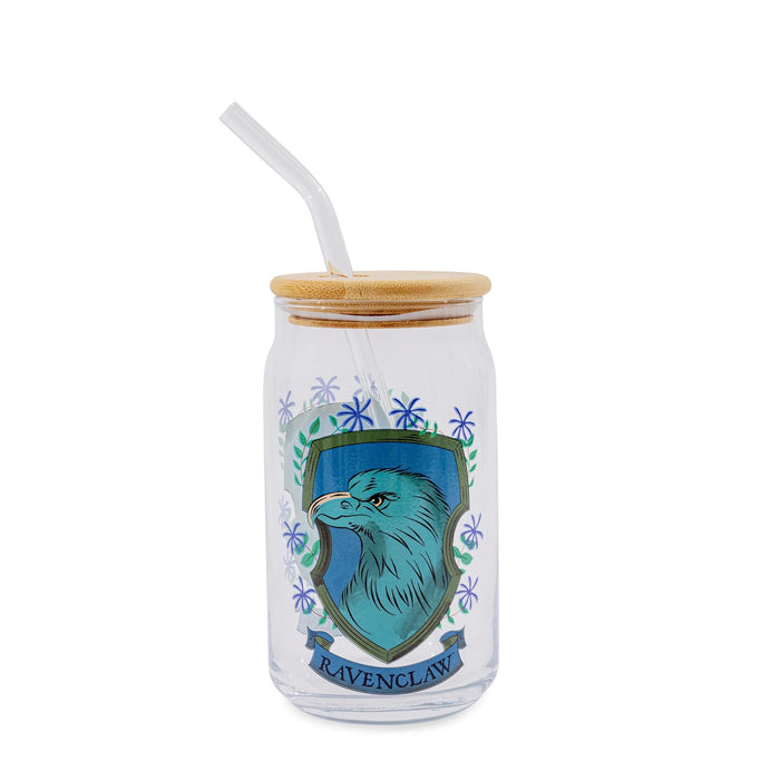 Harry Potter - Ravenclaw House Mascot Glass Tumbler With Bamboo Lid and Straw