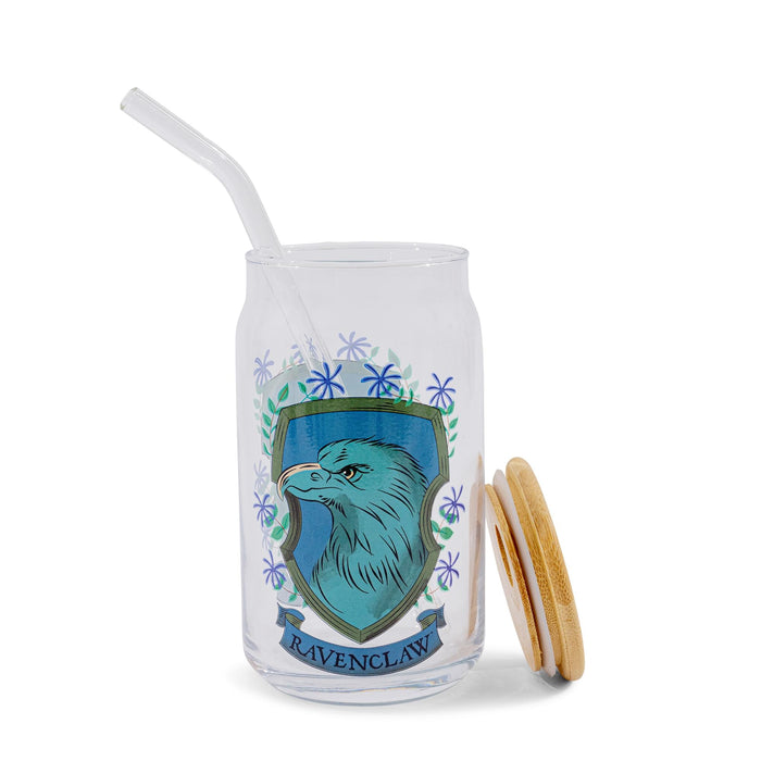 Harry Potter - Ravenclaw House Mascot Glass Tumbler With Bamboo Lid and Straw