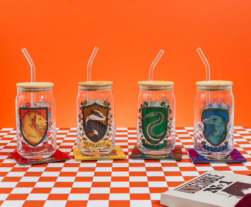 Harry Potter - Ravenclaw House Mascot Glass Tumbler With Bamboo Lid and Straw