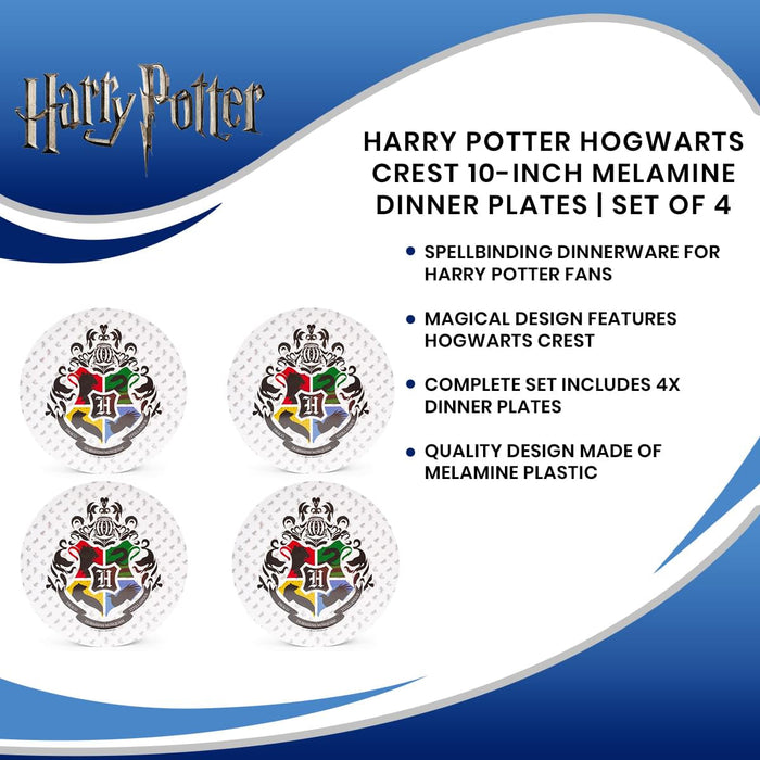 Harry Potter - Hogwarts Crest 10-Inch Melamine Dinner Plates | Set of 4