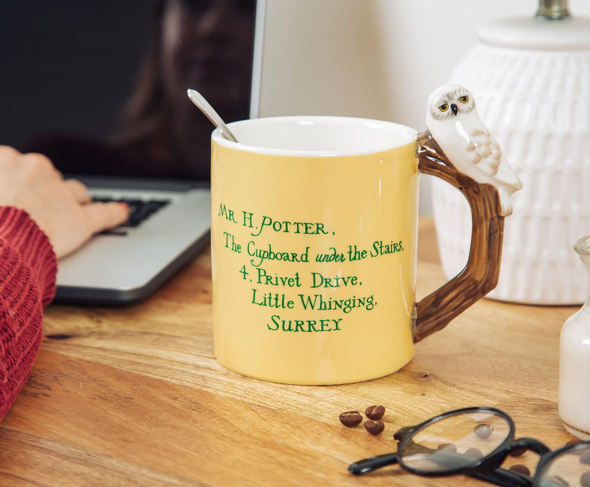Harry Potter - Envelope Ceramic Mug with Sculpted Hedwig Handle | Holds 20 Ounces