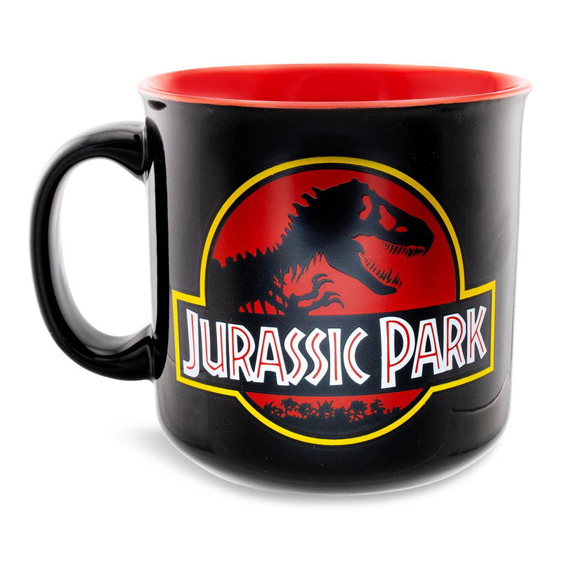 Jurassic Park - Classic Logo Black Ceramic Camper Mug | Holds 20 Ounces product image 1 of 7